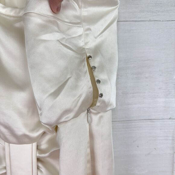 Revolve L'Academie Alicia Satin Midi Dress S Ivory Sleeveless Pleated Si… - Picture 10 of 16